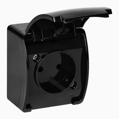 Aufputz Einzelsteckdose Wandsteckdose Steckdose IP44 schwarz Aufputzsteckdose 230V von H4L