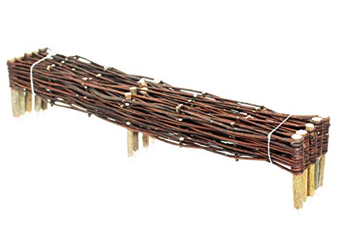 Beeteinfassung Weide 10er Set Weidenzaun Rasenkante Beetumrandung 100cm Steckzaun Zaun Naturzaun 10cm Höhe von H4L