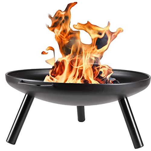 Feuerschale Ø 60cm Eisen Feuerstelle schwarz feuerfest lackiert Feuerkorb Lagerfeuer Feuerwanne rund 29cm Höhe von H4L