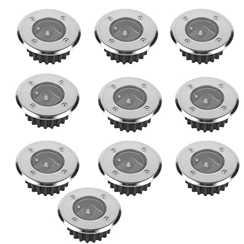 H4L 10x LED Solarleuchte rund Bodeneinbaustrahler Ø 85mm 10er Set Solarlampe Einbaustrahler Bodeneinbauleuchte trittfest von H4L