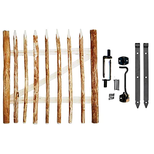Zauntor Holzpforte 90x98cm BxH Pforte Zaun Stakete Tor Gartentor Holztor Haselnuss von H4L