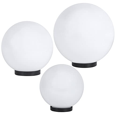 Kugelleuchte 3er Set 25/30/40cm weiß E27 Kugellampe Gartenleuchte Dekoleuchten 230V Terrassenleuchte von H4L