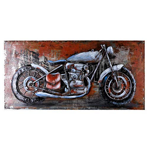 Metallbild Motorcycle 3D Wandbild Unikat Relief Bild Motorrad Motiv Handmade 140x70 cm von H4L