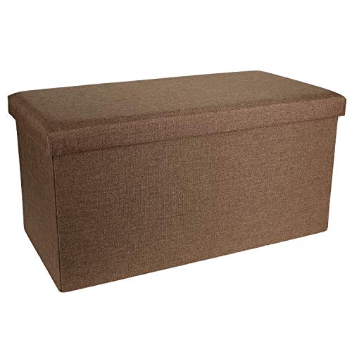 Sitztruhe mit Stauraum Aufbewahrungsbox faltbar Truhenbank Sitzbank Stoff Truhe 76 X 38 X 38 cm Braun von H4L