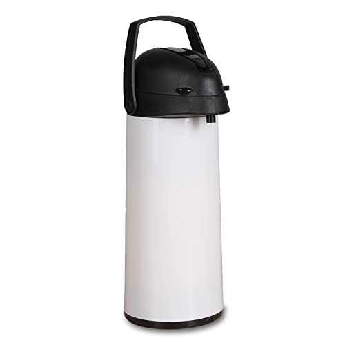 Thermoskanne Pumpkanne Kaffeekanne 1,9 Liter Isolierkanne Warmhaltekanne Thermo Teekanne Glühweinkanne Weiß von H4L