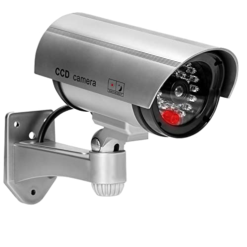 H4L Überwachungskamera CCD Attrappe Silber Kamera Dummy LED Video Security Fake Blinklicht Cam von H4L