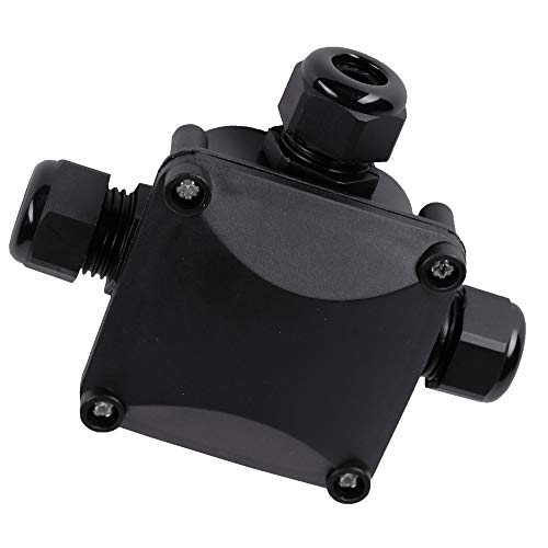Verteilerdose schwarz 3-Wege IP67 für den Außenbereich, Abzweigdose wasserdicht, Verteilerbox witterungsbeständig von H4L