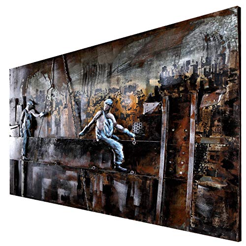 Wandbild 3D Effekt Metallbild Work handgefertigt Relief Unikat Bild B=120cm, H=80 cm, T=5cm von H4L