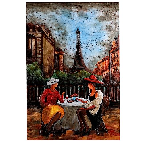 Wandbild 3D-Optik Metallbild Relief Unikat Bild Café de Paris zu zweit handmade 80x120cm von H4L