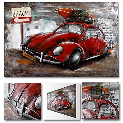 Wandbild 3D VW Käfer Metallbild Retro Relief Bild handgefertigt 119x78cm Nostalgie Unikat von H4L