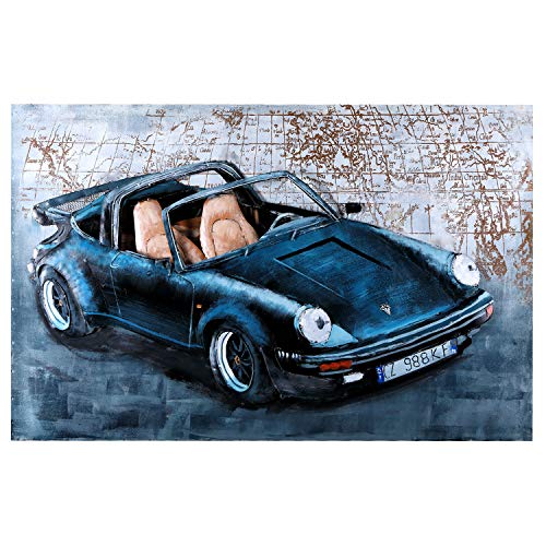 Wandbild Porsche 911 black 3D Metallbild Unikat Relief Metall Bild handgefertigt 115x75 cm von H4L