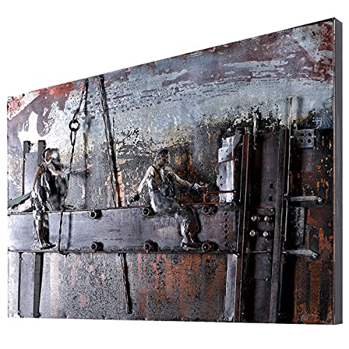 Wandbild Work 60x40cm Metallbild 3D-Motiv Relief Unikat handgefertigt Motivbild von H4L