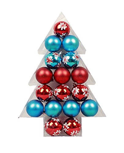 HAAC 17er Set Baumschmuck Baumkugel Größe 5 cm Farbe rot und blau Gemustert für Weihnachtsbaum Weihnacht Weihnachten von HAAC