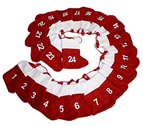 HAAC Adventskalender Advent Girlande mit 24 Socken Filz rot von HAAC