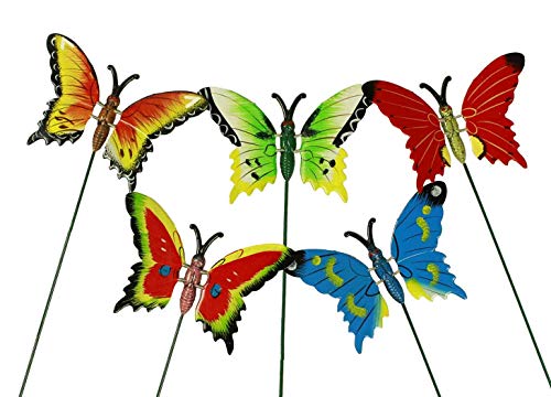 HAAC Gartenstecker Schmetterling 60 cm mit Erdspieß Farbe bunt gelb grün blau oder rot für Frühling Sommer Ostern von HAAC