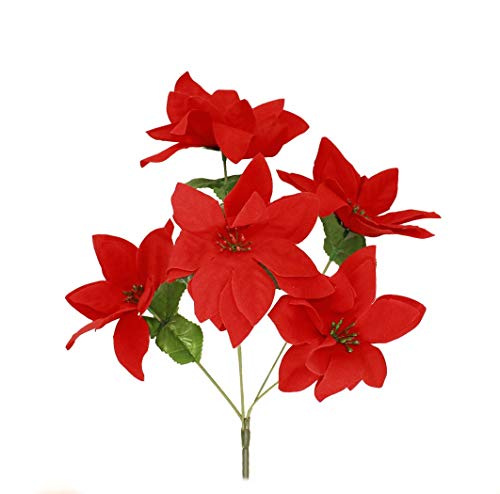 HAAC künstliche Weihnachtsstern Strauß aus Samt mit 5 Blumen Farbe rot Größe 36 cm für Weihnacht Weihnachten von HAAC
