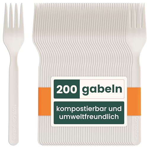 HAAGO 200 wiederverwendbare Gabeln Besteck (weiß, 16,5cm) - Utensilien für Party, Outdoor oder Hochzeit - strapazierfähige Materialien von HAAGO