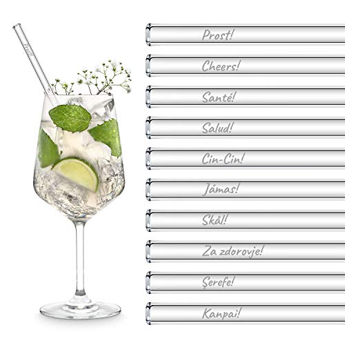 HALM Glasstrohhalme 20 Stück graviert: Prost Cheers Cin-Cin Trink-Sprüche - Strohhalme 20cm - Prost in verschiedenen Sprachen - Stabil - Spülmaschinenfest - Made in Germany HALM Glasstrohhalme 20 Stück graviert: Prost Cheers Cin-Cin Trink-Sprüche - Strohhalme 20cm - Prost in verschiedenen Sprachen - Stabil - Spülmaschinenfest - Made in Germany von HÅLM