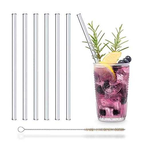 HALM Glasstrohhalme 6 Stück in Kristalloptik: Spiegelnde Lichteffekte, extravaganter Glas Trinkhalm - Strohhalme 20cm - Wiederverwendbar - Stabil - Spülmaschinenfest - Made in Germany von HÅLM