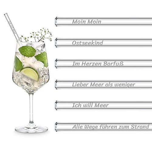 HALM Ostsee Sprüche Edition | 6 Stück gerade 20 cm mit Gravur | Moin Moin norddeutscher Humor Geschenk | Wiederverwendbare Glas-Trinkhalme graviert - Glasstrohalme HALM Ostsee Sprüche Edition | 6 Stück gerade 20 cm mit Gravur | Moin Moin norddeutscher Humor Geschenk | Wiederverwendbare Glas-Trinkhalme graviert - Glasstrohalme von HÅLM