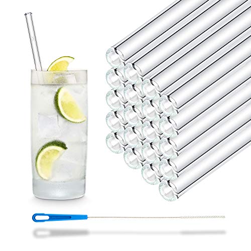 Halm Glas Strohhalme Wiederverwendbar Trinkhalm - 50 Stück gerade 20 cm - für Gastronomie, Restaurant, Bar, Cafe, Hotel - Spülmaschinenfest - Glastrinkhalme Glasstrohalme für Long-Drinks, Smoothies von HÅLM