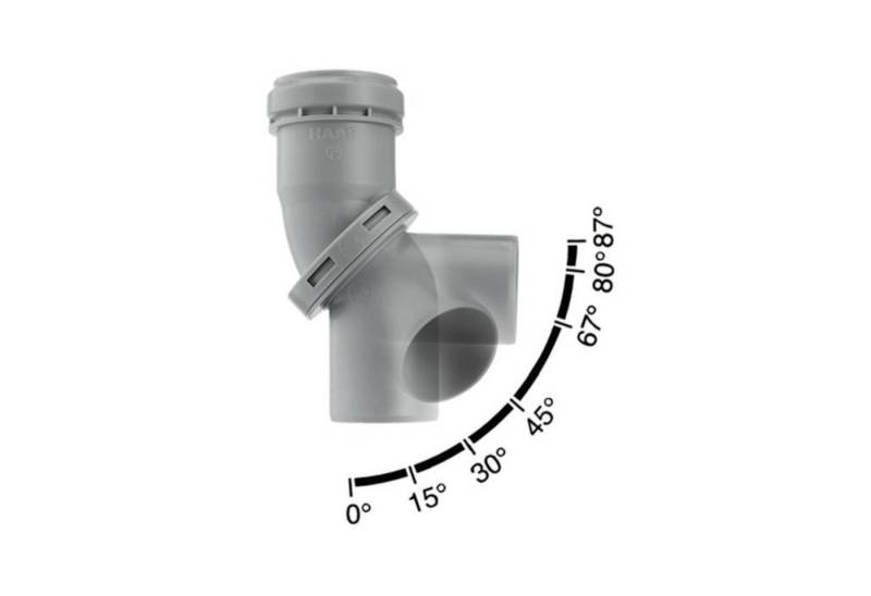 HAAS Ablaufrohr Multi Bogen 0 bis 87° für HT-Rohr grau - nach DN 4102-B2, DN 40/40 von HAAS