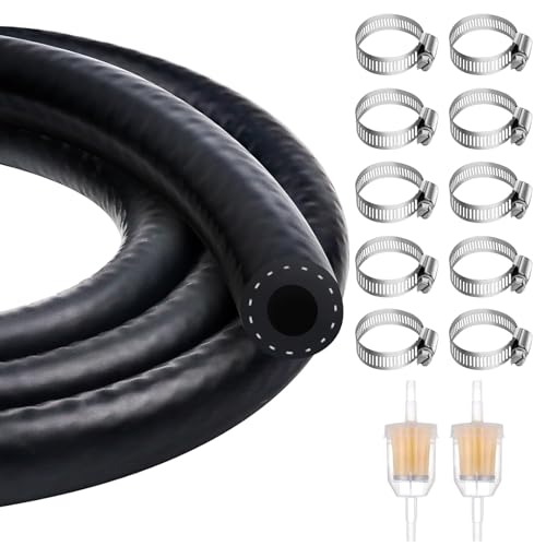 8mm 3M Benzinschlauch Kraftstoffleitung mit 10 Schlauchschellen Klemmen geflochtene Gummischläuche für Bootsgeneratoren Automotiven Bootsgeneratoren von HAASIKI
