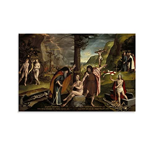 HAATTI An Allegory of The Old And New Testaments By Hans Holbein The Younger Poster, Kunstdruck, Wandbild, Foto, Farbe, Hängebild, Familie, Schlafzimmer, Dekoration, Geschenk, 60 x 90 cm von HAATTI