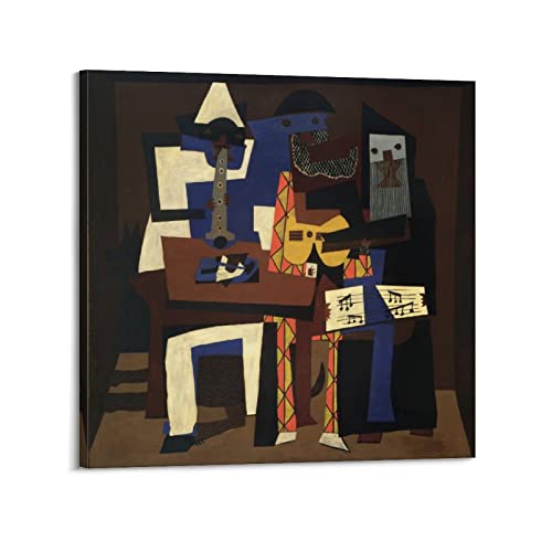 HAATTI Drei Musiker von Pablo Picasso Giclée-Papier, klare Reproduktion, Kunstdruck auf Leinwand, modernes Familien-Schlafzimmer, 40 x 40 cm von HAATTI