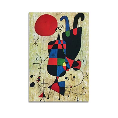 HAATTI Figuren und Hund vor der Sonne von Joan Miro Surrealismus, Poster, Zimmer, ästhetischer Druck, Kunst, Wandgemälde, Leinwand, Geschenke, moderne Schlafzimmerdekoration, 40 x 60 cm von HAATTI