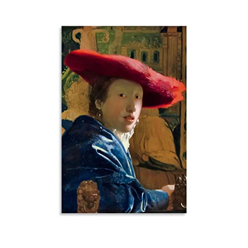 HAATTI Johannes Vermeer Poster, Mädchen mit rotem Hut, Wandkunst, Schriftrollen, Leinwandbild, Wohnzimmerdekoration, 20 x 30 cm von HAATTI