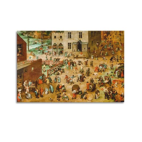 HAATTI Kinderspiele von Pieter Bruegel dem Älteren Poster Leinwand Kunstdrucke Geschenke Foto Bild Gemälde Raumdekoration Heimdekoration 60 x 90 cm von HAATTI