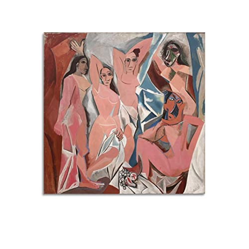 HAATTI Les Demoiselles D'Avignon von Pablo Picasso Giclée-Papier, klare Reproduktion, Malerei auf Leinwand, Wandkunst, Scrollbild, Wohnzimmer, Wanddekoration, Häuser, 50 x 50 cm von HAATTI