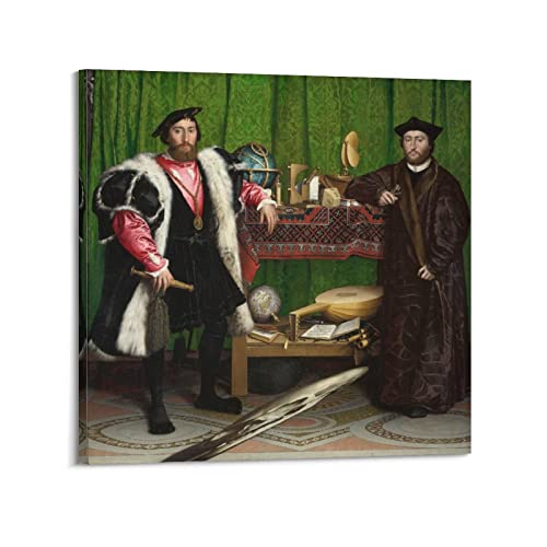 HAATTI Posterdruck "The Ambassadors By Hans Holbein The Younger", Foto-Kunst, Leinwand, Heimdekoration, Schlafzimmer, moderne Dekorationen, Geschenke 40 x 40 cm von HAATTI