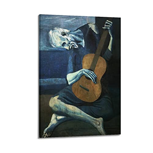 HAATTI The Old Guitarist von Pablo Picasso Giclée-Papier, klare Reproduktion, Leinwand, Kunstdruck, Geschenke, Fotobild, Gemälde, Raumdekoration, Heimdekoration, 50 x 75 cm von HAATTI