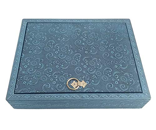HAB & GUT -BOX041- Schmuckbox mit Spiegel Blue Ornament 25 x 20 x 5 cm von HAB & GUT
