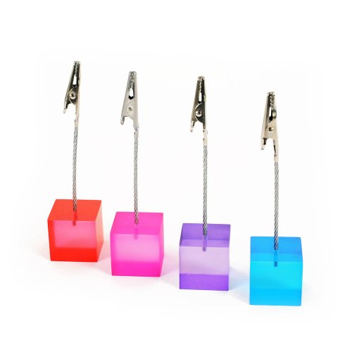 HAB & GUT -CROCO-V-WB4- Kartenhalter Würfel 4er Set bunt transparent, Höhe 11cm, Material: Acryl von HAB & GUT