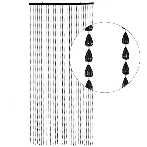 HAB & GUT -DV0264- Türvorhang Tropfen, SCHWARZ, 90 x 200 cm Perlenvorhang Pailettenvorhang von HAB & GUT