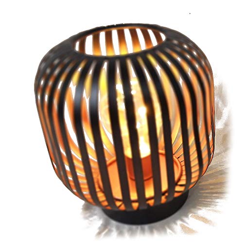 HAB & GUT LED Deko Windlicht Kupfer L238- PULPO Lampe Metall Tischlampe Streifen Batterie Lichteffekt Terrasse Balkon von HAB & GUT