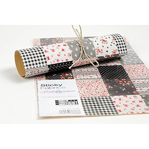 HAB & GUT -TS018- Selbstklebender Stoffbogen, Patchwork - SCHWARZ - GRAU, DIN A4, Stoff, Stoffabschnitte von HAB & GUT