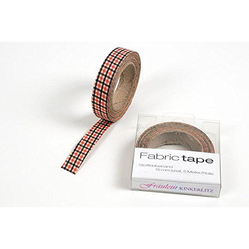 HAB & GUT -TT010V- selbstklebendes Stoffband Stofftape KARO, KARMESIN - SCHWARZ, Masking Washi Tape, Länge 5 m von HAB & GUT