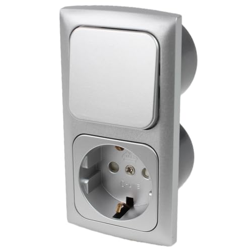 C-Line Presto Inprojal Steckdose Schalter + Abdeckrahmen + Isodose 230V silber von HABA