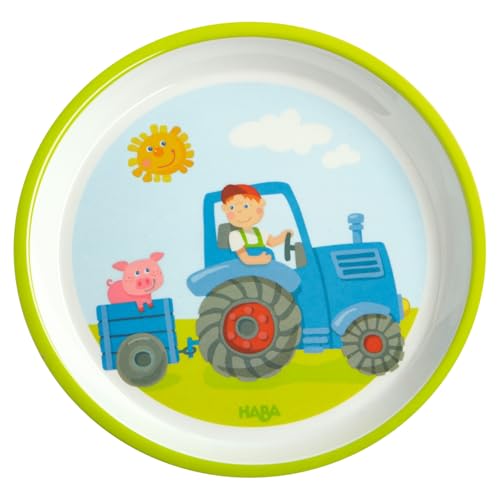 HABA Kinderteller Traktor – Rutschfest mit Gummiring – Kindergeschirr – Spülmaschinengeeignet – Ab 12 Monaten – 1302817001 von HABA