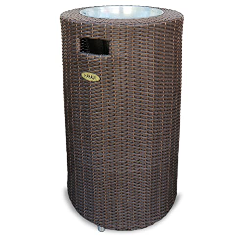HABAU Pflanzkübel Miami, braun, Übertopf aus Kunststoffgeflecht, mit Blumentopf aus Blech, 40 x 40 x 70 cm von HABAU