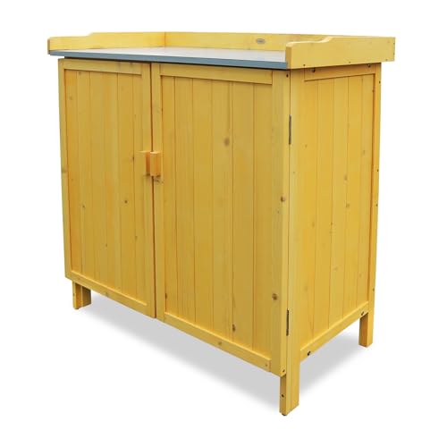 HABAU Gartenschrank Lino mit integriertem Pflanztisch, wetterfest lasiert aus zertifiziertem Holz, 98 x 48 x 95 cm, ideal für Garten, Terrasse und Balkon (Maisgelb) HABAU Gartenschrank Lino mit integriertem Pflanztisch, wetterfest lasiert aus zertifiziertem Holz, 98 x 48 x 95 cm, ideal für Garten, Terrasse und Balkon (Maisgelb) von HABAU