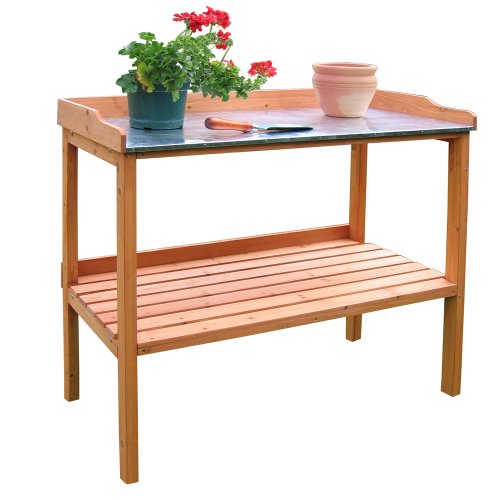 Habau 698 Pflanztisch mit verzinkter Arbeitsplatte, 98 x 48 x 95 cm, Braun von HABAU