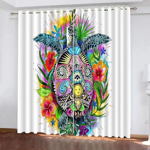 3D Meeresschildkröten Vorhang Abdunkelnde Blumen Polyester Vorhänge mit ösen 2er Set Gardinen Blickdicht Verdunkelungs Geräuschreduzierung für Schlafzimmer Wohnzimmer B 220 X H 215 cm(Motiv 1-10) 3D Meeresschildkröten Vorhang Abdunkelnde Blumen Polyester Vorhänge mit ösen 2er Set Gardinen Blickdicht Verdunkelungs Geräuschreduzierung für Schlafzimmer Wohnzimmer B 220 X H 215 cm(Motiv 1-10) von HABEAT
