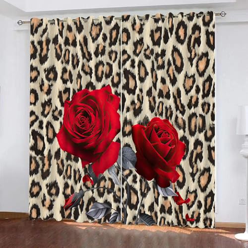 3D Rose Vorhang Abdunkelnde Leopardenmuster Blumen Polyester Vorhänge mit ösen 2er Set Gardinen Blickdicht Verdunkelungs Geräuschreduzierung für Schlafzimmer Wohnzimmer B 220 X H 215 cm(Motiv 8-5) 3D Rose Vorhang Abdunkelnde Leopardenmuster Blumen Polyester Vorhänge mit ösen 2er Set Gardinen Blickdicht Verdunkelungs Geräuschreduzierung für Schlafzimmer Wohnzimmer B 220 X H 215 cm(Motiv 8-5) von HABEAT