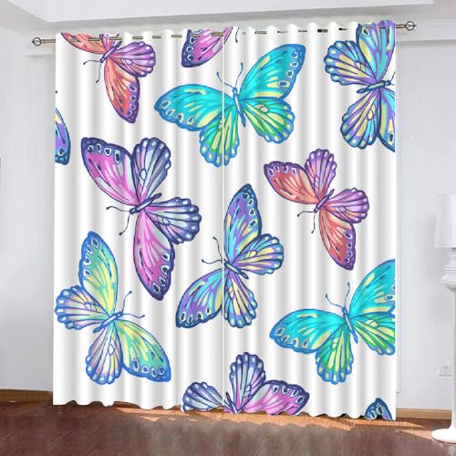 3D Schmetterling Vorhang Abdunkelnde Schmetterling Polyester Vorhänge mit ösen 2er Set Gardinen Blickdicht Verdunkelungs Geräuschreduzierung für Schlafzimmer Wohnzimmer B 220 X H 215 cm(Motiv 6-3) 3D Schmetterling Vorhang Abdunkelnde Schmetterling Polyester Vorhänge mit ösen 2er Set Gardinen Blickdicht Verdunkelungs Geräuschreduzierung für Schlafzimmer Wohnzimmer B 220 X H 215 cm(Motiv 6-3) von HABEAT