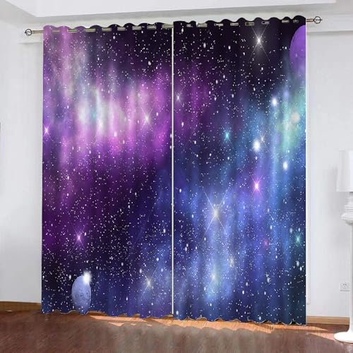 3D Sternenhimmel Vorhang Abdunkelnde Sternenhimmel Polyester Vorhänge mit ösen 2er Set Gardinen Blickdicht Verdunkelungs Geräuschreduzierung für Schlafzimmer Wohnzimmer B 234 X H 137 cm(Motiv 7-4) 3D Sternenhimmel Vorhang Abdunkelnde Sternenhimmel Polyester Vorhänge mit ösen 2er Set Gardinen Blickdicht Verdunkelungs Geräuschreduzierung für Schlafzimmer Wohnzimmer B 234 X H 137 cm(Motiv 7-4) von HABEAT